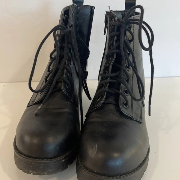 Soda Y2k Combat Lace Up Zip Block Heel Ankle Boots size 6 1/2 - Picture 8 of 16